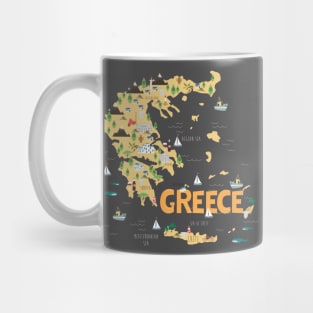 Greece Illustrated Map Mug